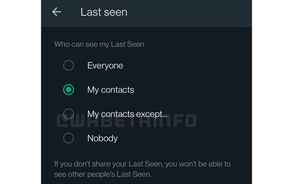 واتساپ درحال کار بر روی قابلیت مخفی کردن "آخرین بازدید" شما از مخاطبان مورد نظرتان