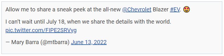 خودروی الکتریکی بعدی جنرال موتورز، شورولت بلیزر الکتریکی (Chevrolet Blazer EV) خواهد بود