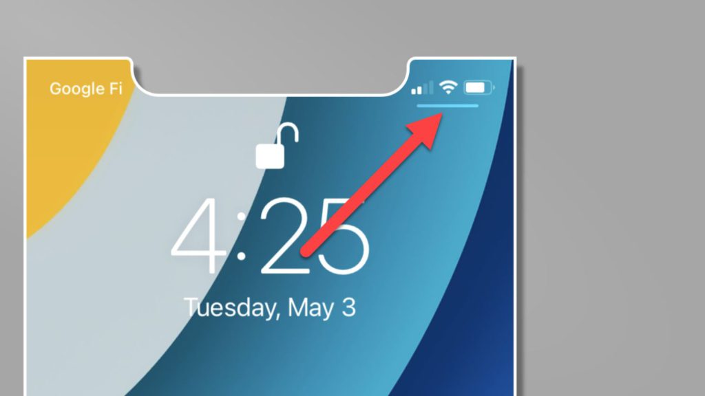 خط زیر نماد‌های باتری، وایفای و آنتن گوشی در صفحه قفل آیفون نشانگر چیست؟