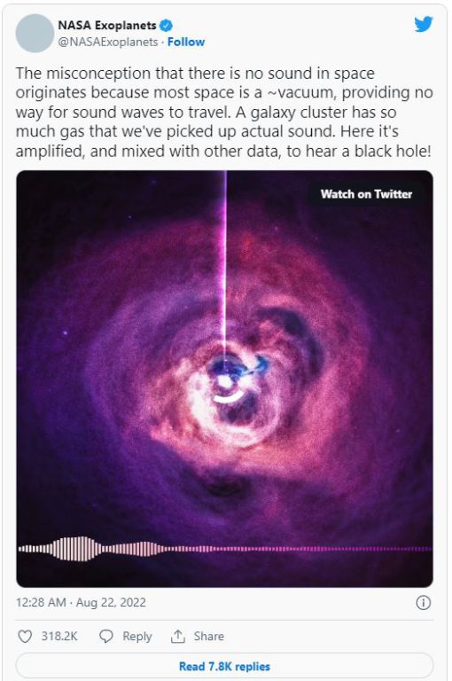 ناسا صدای یک سیاهچاله قرارگرفته در فاصله 200 میلیون سال نوری از ما را منتشر کرد