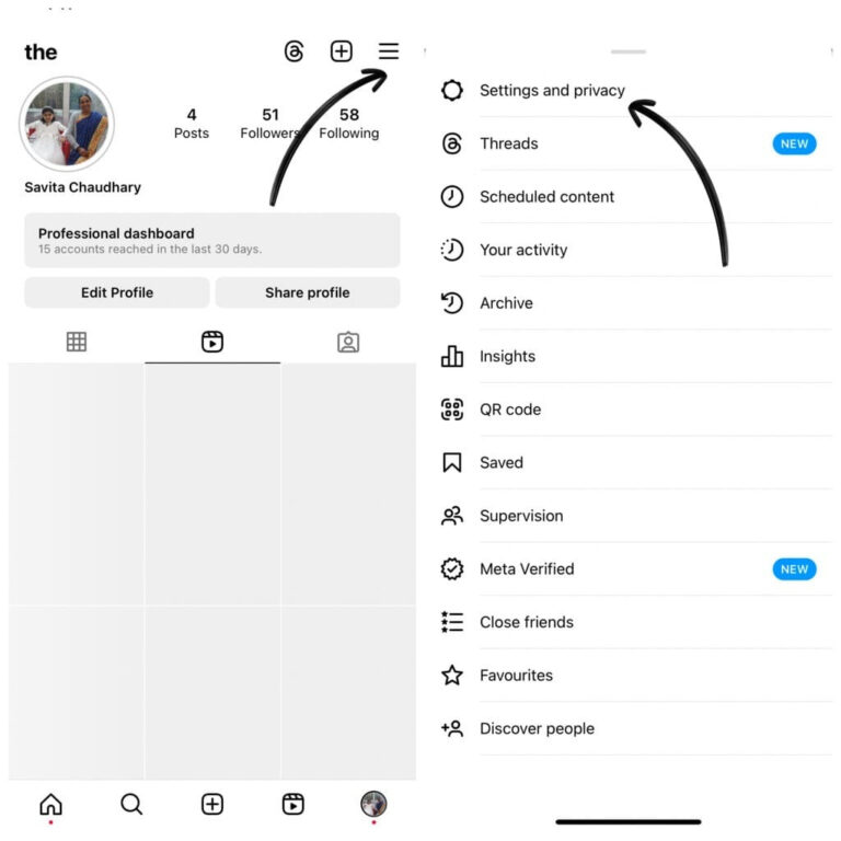 بر روی دکمه‌ی منو (سه خط موازی) در بالا و سمت راست صفحه ضربه بزنید