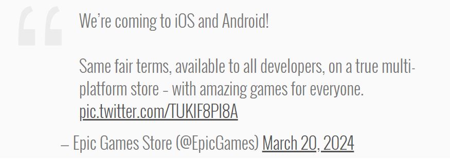فروشگاه اپیک گیمز اواخر امسال برای iOS و اندروید منتشر می‌شود
