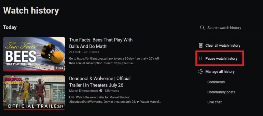 آموزش نحوه مشاهده و حذف تاریخچه تماشای یوتیوب