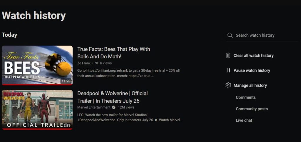 آموزش نحوه مشاهده و حذف تاریخچه تماشای یوتیوب