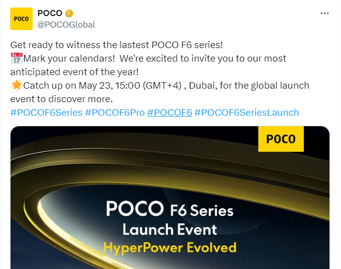 شیائومی در سوم خرداد از سری پوکو F6 رونمایی خواهد کرد