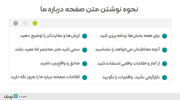 نکات نوشتن متن درباره ما