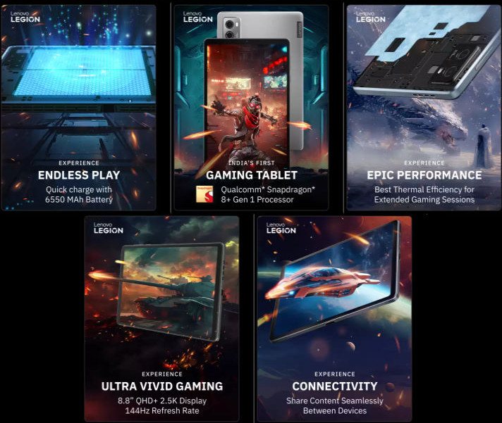 تبلت لنوو لیجن تب با تراشه اسنپدراگون 8 پلاس نسل 1 کوالکام رونمایی شد