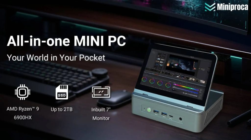 مینی کامپیوتر Miniproca با صفحه لمسی تاشو و پردازنده قدرتمند معرفی شد