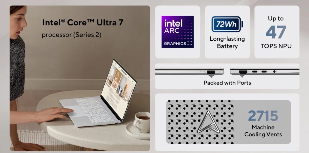 ایسوس لپ تاپ زنبوک اس 14 مجهز به پردازنده Core Ultra 7 اینتل را راهی بازار کرد