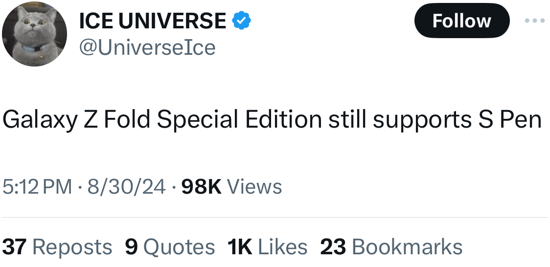 نسخه ویژه گلکسی زد فولد سامسونگ احتمالاً از قلم لمسی S Pen پشتیبانی میکند