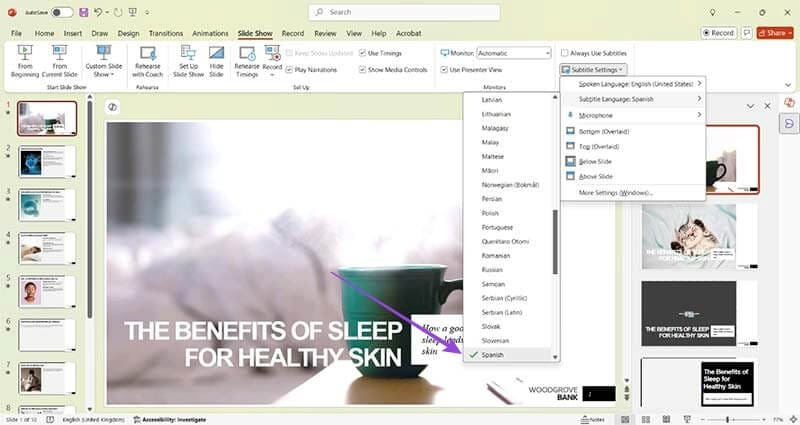 آموزش قدمبهقدم اضافه کردن ترجمهی همزمان به اسلایدهای پاورپوینت