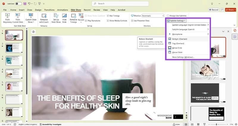 آموزش قدمبهقدم اضافه کردن ترجمهی همزمان به اسلایدهای پاورپوینت