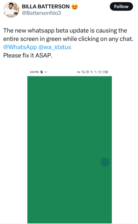 جدیدترین نسخه بتا واتساپ صفحهنمایش یکدست سبز را برای کاربران به ارمغان آورد!