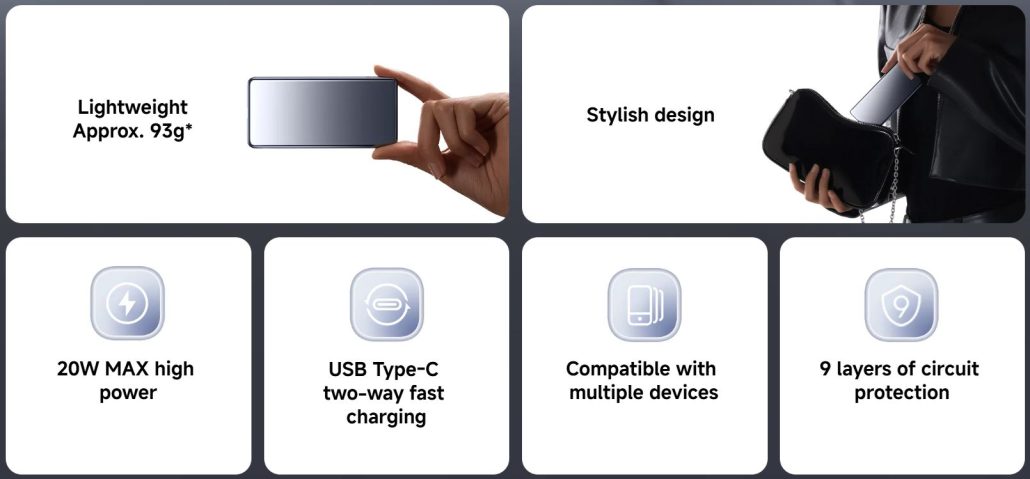 پاوربانک ۵٬۰۰۰ میلی‌آمپرساعتی بسیار باریک شیائومی با پشتیبانی از شارژ سریع معرفی شد