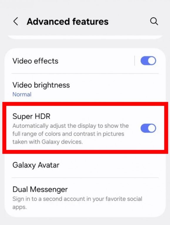 سامسونگ امکان غیرفعال کردن ویژگی Super HDR را در رابط کاربری One UI 7 فراهم می‌کند!