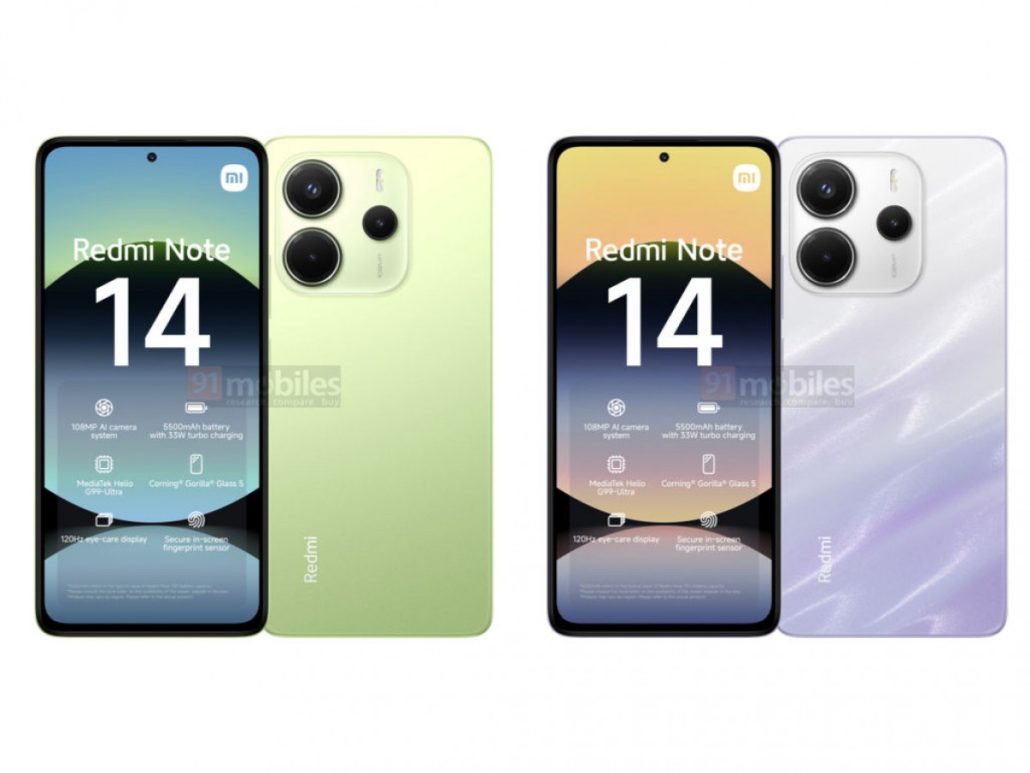 تصاویر رندر و مشخصات ردمی نوت 14 فورجی و ردمی نوت 14 پرو فورجی فاش شد!