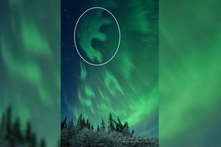 پدیدهای کمیاب؛ ظهور "ضد شفق" سیاه به شکل حرف E در آسمان آلاسکا!