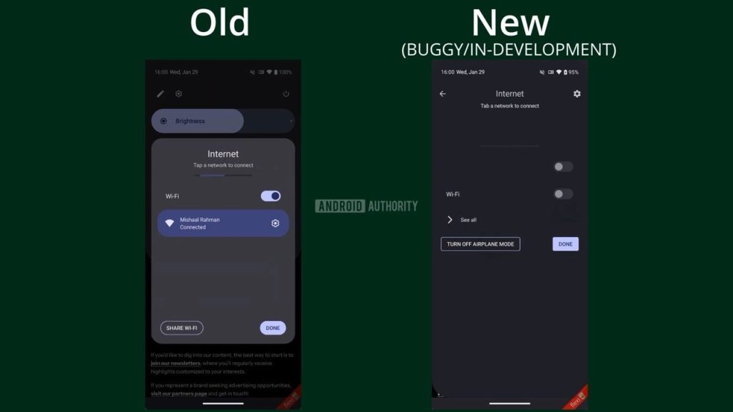 اندروید 16 ممکن است کاشیهای تنظیمات سریع را به حالت اندروید 5 تا 8 بازگرداند!