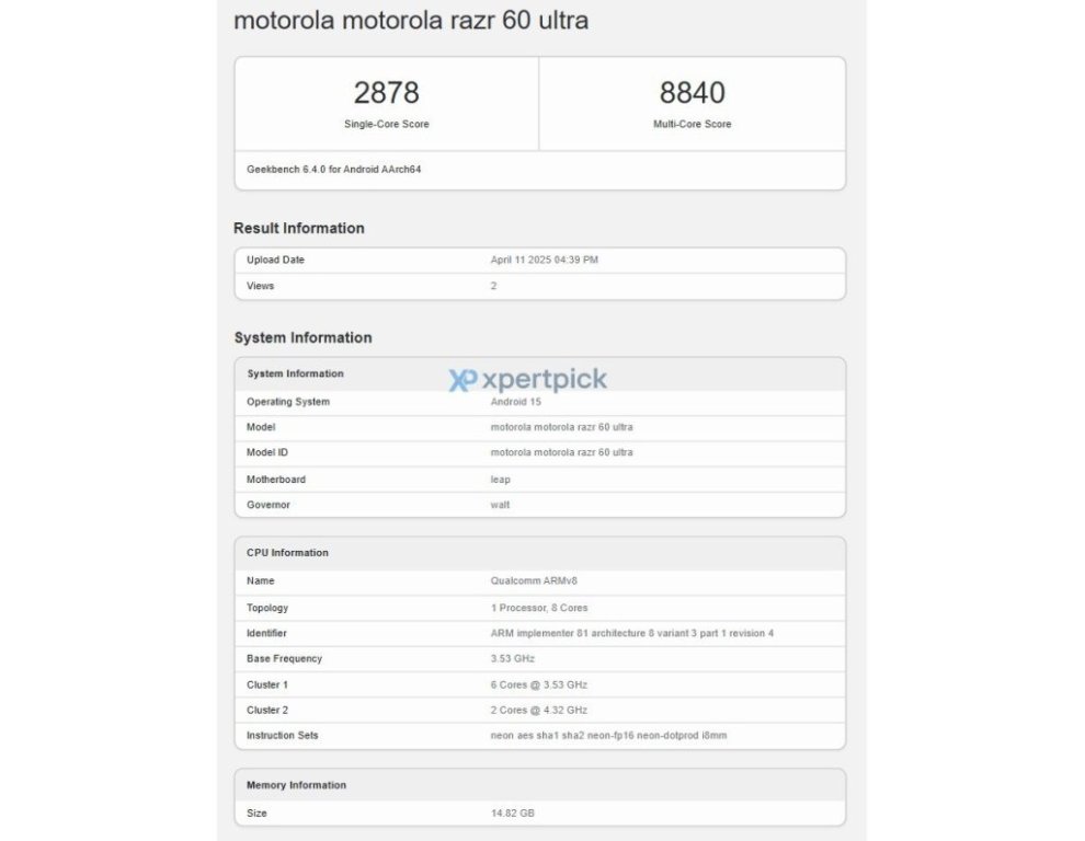 موتورولا ریزر 60 اولترا با یک چیپست پرچمدار در گیک بنچ رویت شد