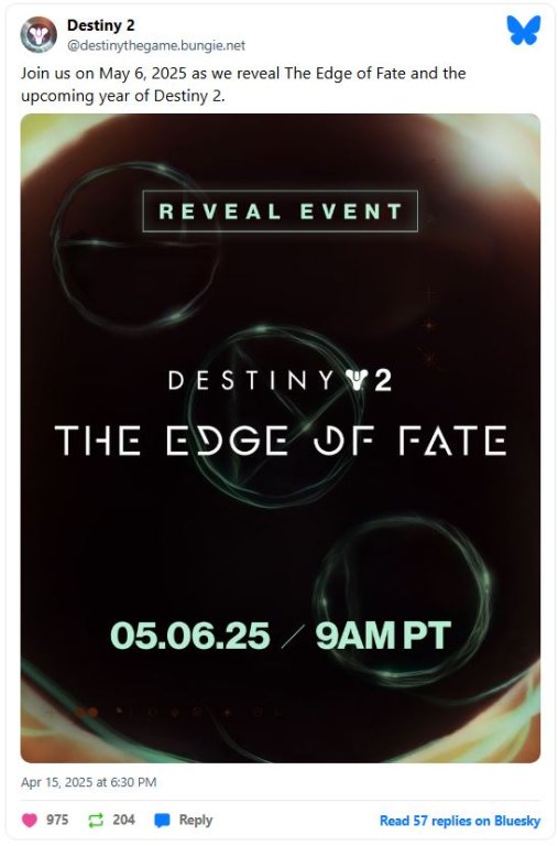 اعلامیه رونمایی از "دستینی 2: لبه سرنوشت" در تاریخ ۱۷ اردیبهشت