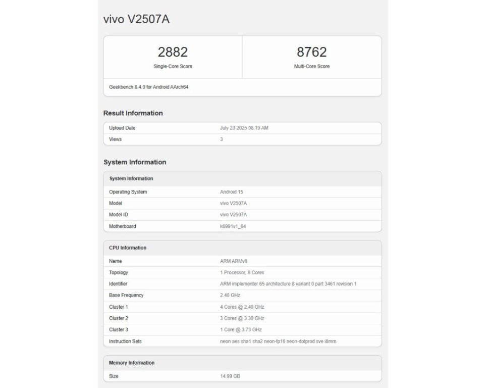 این گوشی جدید ویوو (یا آیکو) با باتری عظیم ۸۰۰۰ میلی‌آمپر ساعتی و تراشه دایمنسیتی ۹۴۰۰ پلاس از راه می‌رسد!