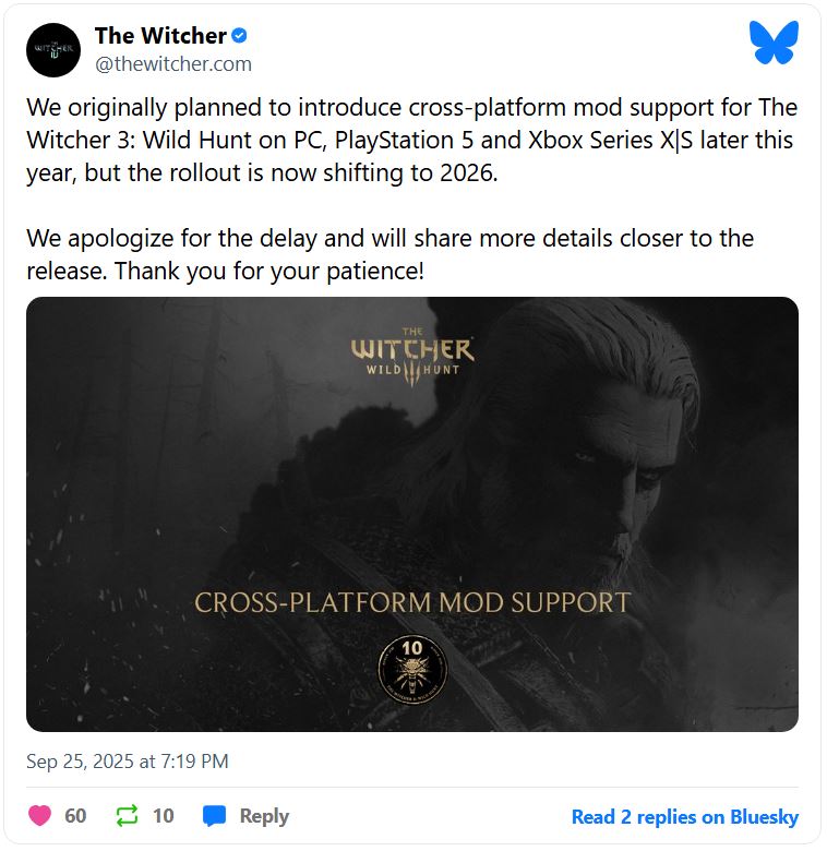 تاخیر در انتشار به‌روزرسانی پشتیبانی از مادهای چند پلتفرمی بازی ویچر 3 تا سال ۲۰۲۶!