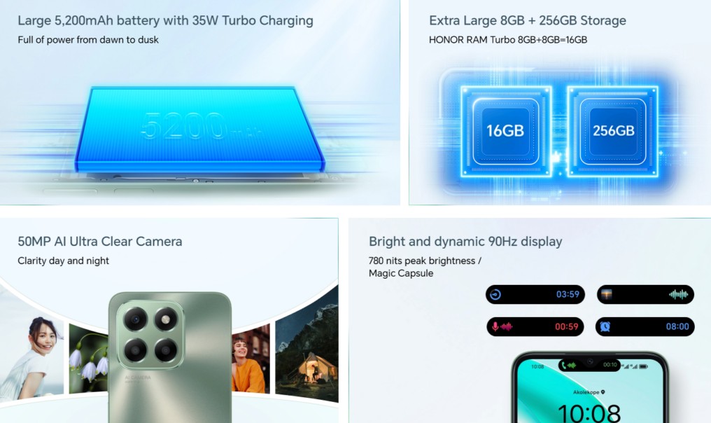 گوشی اقتصادی آنر ایکس ۶ بی پلاس با دوربین 50 مگاپیکسلی و باتری 5100 میلیآمپرساعتی معرفی شد