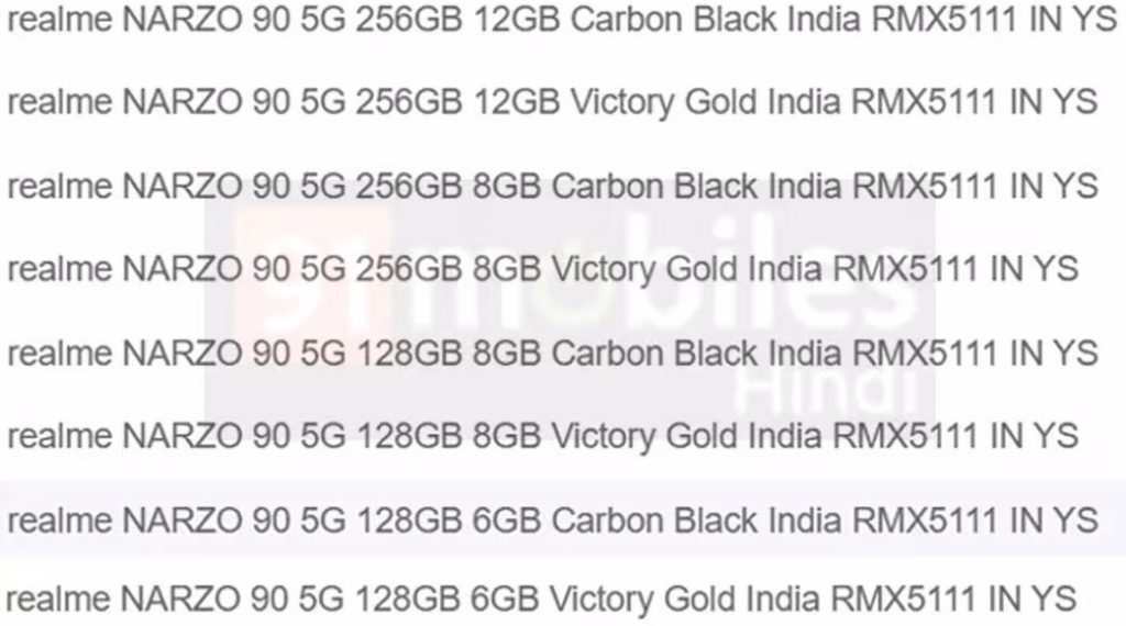 تصاویر گوشی ریلمی نارزو ۹۰ به همراه مشخصات آن فاش شد