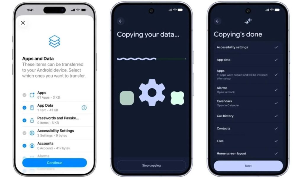 نسخه ارتقایافتهی ابزار انتقال از iOS در اندروید ۱۷ معرفی شد