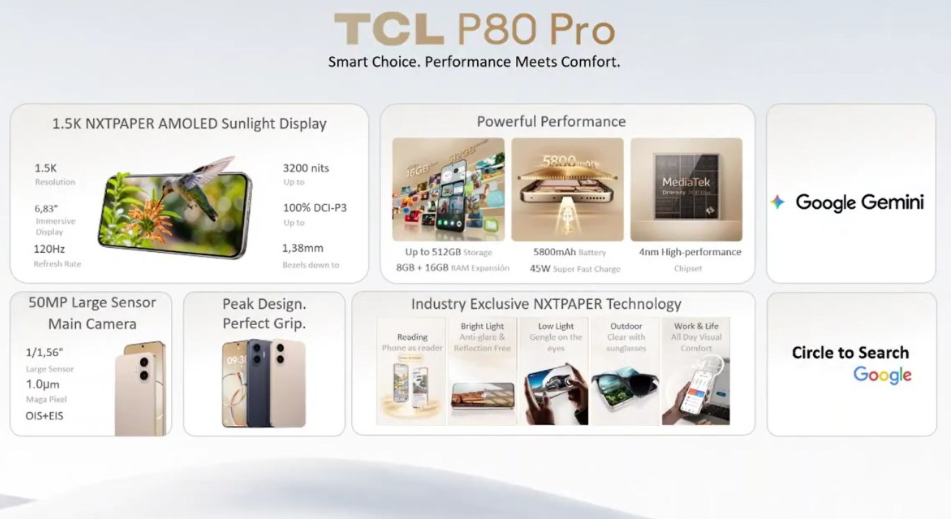 TCL P80 اولترا با نمایشگر OLED NxtPaper از راه رسید!