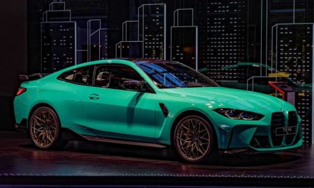 ابرخودروی BMW M4 Competitionn با رنگ سبز نعناعی و تایرهایی برنزی در نمایشگاه IAA Mobility