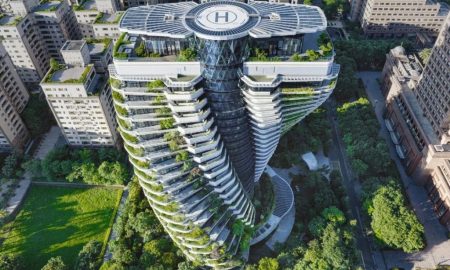 برج پیچشی شگفت‌انگیز با الهام از ساختار DNA به‌صورت یک باغ عمودی سرسبز!